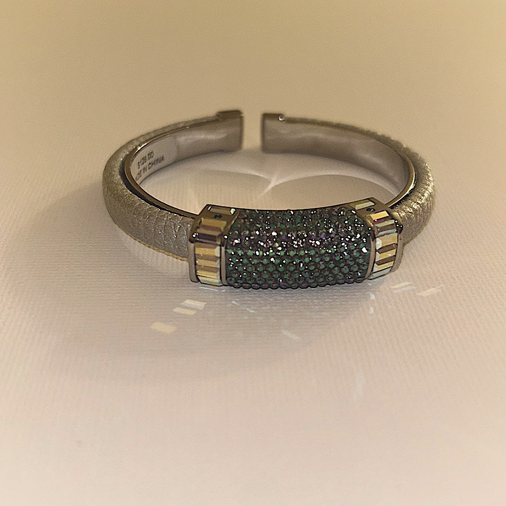 Henri Bendel Crystal Cuff Bracelet Silver Turquoise